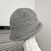 Chapéu de Balde de Lã de Borda Meia-dobrada Novo Estilo Transfronteiriço Outono e Inverno Moda Feminina Versátil Temperamento Afina o Rosto Chapéu Quente de Tricô