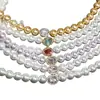 Collar de Perlas de Nácar de Cristal Azul Marino de Alta Gama, Cierre Magnético de Acero de Titanio de Moda de Lujo Ligero, Suministro en Vivo Simple Versátil