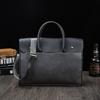 Bolso de hombre de piel Crazy Horse, estilo maletín vintage en contraste de color, bolso de negocios para hombre, bandolera horizontal para ordenador.