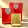 Peça de exibição em folha de ouro 999 de bênção taoísta, decoração de mesa San Qing Tai Yi Tian Zun, presente de feriado e empresarial
