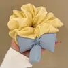Coreia do Sul Dongdaemun Novo Laço Tridimensional Listrado de Algodão Anel de Cabelo de Intestino Grosso Corda para Prender Cabelo Rabo de Cavalo Elástico Flor de Cabeça