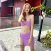 Nuevo Traje de Baño de Dos Piezas Xingcheng de Color Puro con Corte Bikini para Mujer, Bikini Playa Puro Lujurioso, Traje de Baño Super Revelador para Aguas Termales
