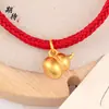 Pulsera Enrollada de Cuerda Roja Estilo Chino Nueva al por Mayor, Versátil Estilo Nacional Mantra de Seis Caracteres, Fuerte Retención de Color, Pulsera de Calabaza Tejida a Mano
