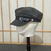 Hebilla de Cinturón Vintage Gorra Azul de Ala Plana para Mujer, Moderna y Versátil para Otoño e Invierno, Gorra de Boina Caliente de Lana que Hace que el Rostro Parezca Más Pequeño, Gorra de Pato
