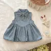Vestido de tirantes de verano sin mangas a la moda para niña estilo coreano Ningli, falda de botón, falda abullonada de moda estilo coreano, falda de mezclilla