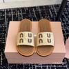Versión Alta 23 Zapatos Planos Tejidos Miaojia con Suela Exterior Casual Versátil Estilo Vacaciones en la Playa Chanclas para Mujer Estilo Noche de Verano
