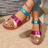 Chanclas para Mujer Talla 25, Nuevo Estilo Veraniego con Diseño de Cabeza de Águila, Sandalias de Tira Coloridas Transfronterizas Talla Grande para Uso en Exteriores, Sandalias Planas para Playa