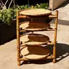 Estante de Secado Plegable de Múltiples Niveles para Uso Doméstico, Recogedor de Piso de Bambú, Productos de Bambú, Estante de Almacenamiento de Bambú Tejido de Tres Niveles