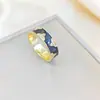 Anillo Ladrillo de Diseño Nicho de Alta Gama Lujo Accesible para Mujer Moda Europea y Americana Creativo Zirconia Chapado en Oro Anillo Abierto Ajustable