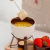 Estufa Cerámica para Derretir Fondue de Chocolate Helado Frutas Fondue Set para Uso Doméstico con Tazones Pequeños y Bandeja de Bambú Estufa Cerámica