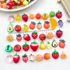 Acessórios de Frutas Artificiais de Resina 3D Limão Uva Morango Maçã Acessórios para Joias Pingente DIY Colar Charme