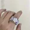 Anillo Cuadrado de Resina con Incrustaciones de Diamantes Gradiente Princesa de Piedras Preciosas Anillo Colorido Infantil Personalizable