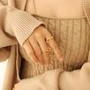 Anillo Abierto Ajustable Marca French ins Signo de Interrogación Acero de Titanio Chapado en Oro de 18K Joyería Unisex A331