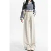 Pantalones Nuevos de Primavera y Otoño para Mujer Cintura Alta Falso para Mujer Pantalones Rectos Estrechos de Pierna Ancha Diseño Casual Estilo Perezoso