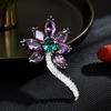 Broche de flor de diamante de cristal de moda europeia e americana vintage all-match criativo planta flor corsage pin