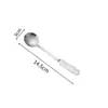 Colher de Aço Inoxidável com Cabo de Pérola Estilo Nórdico, Colher de Sobremesa Café, Colher Criativa para Bolo Estilo Ins, Colher Redonda para Sopa Doméstica