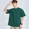 Camiseta de Algodão Puro Fio Duplo 280g, Manga Curta, Verão, Unissex, Gola Redonda, Corte Solto, Tamanho Plus Size, Suporta Impressão