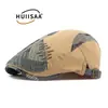 Gorra de Visera para Hombre, Estilo Biker Patchwork Vintage de Verano, Boina Versátil Casual para Mujer, Moderna