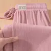 Calças Casuais de Verão Femininas, Calças de Perna Larga em Seda Gelada, Soltas, Tamanho Grande, Emagrecedoras, Respiráveis, Finas, Calças Longas Casuais de Perna Reta para Baixinhas