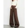 Jeans Anchos Color Marrón Maillard para Mujer, Nuevo Estilo Otoño Temprano 2026, Tiro Alto, Corte Holgado, Adecuados para Cuerpo Tipo Pera, Pantalones de Largo Completo