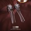 Brincos de Franja Fogos de Artifício Zircônia Agulha de Prata Design Exagerado Nicho Europeu e Americano Brincos Longos da Moda Únicos para Mulheres