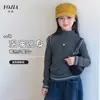 Camiseta YOJIA para Niñas 2026 Otoño Ropa Interior de Cuello Semi-alto para Niños Top de Manga Larga Rayado para Niña Pequeña Versátil Elegante