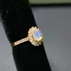 Explosões de melhor venda transfronteiriças anel aberto em prata de lei s925 com incrustação de opala natural pedra principal feminina 4x 6mm direto da fábrica