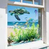 Pegatinas Electrostáticas Transparentes para Vidrio de Vida Marina Azul Océano de Verano Transfronterizas para Centros Comerciales y Oficinas Decoración de Pegatinas Electrostáticas para Ventanas