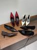 Zapatos de Salón para Mujer 2025 Primavera y Otoño Nuevos Punta Afilada Ropa de Trabajo Color Puro Tacones de Aguja Delgados Elegantes Tacones Altos Tacones Medios Flats