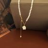 Collar de Perlas de Agua Dulce Camelia para Mujer Ajustable Tipo Pulsera Estilo Chanel Elegante Dulce Retro Francés Fabricantes