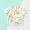 Ropa de Monje de Manga Corta para Bebé, Algodón Puro, Top Delgado de Verano, Clase A, Sin Costuras, Protección Doble Capa para el Vientre, Top de Atar