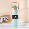 Termo de Acero Inoxidable de Doble Capa 304, Mismo Estilo para Hombres y Mujeres, Taza con Tapa de Rebote de Gran Capacidad con Asa, Vaso Recto, Acero Inoxidable 304