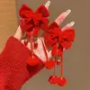 Horquilla de Borla Roja de Danza del León de Año Nuevo para Niñas y Niños, Accesorio Hanfu de Estilo Chino Tradicional, Adorno para el Cabello de Año Nuevo Estilo Chino