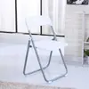 Silla plegable de plástico blanca para reuniones y capacitaciones al aire libre, apilable con respaldo, adecuada para uso en oficina y hogar, asiento engrosado y resistente