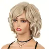Cobertura de cabeça para cabelo cacheado da moda europeia e americana, destaque, peruca loira mista, cobertura de cabeça, peruca de cabelo cacheado média e longa, cobertura de cabeça completa
