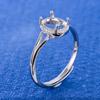 Anillo de soporte vacío de joyería Caibao, plata 925, sin incrustaciones de gemas, simple y generoso, venta al por mayor, una generación de cabello, piedra principal de 6 * 8 mm