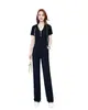 Sudeste Asiático Transfronteiriço Primavera e Verão Elegante Casual Estilo Ocidental Calças de Perna Larga Redutoras de Idade Moda Cor Sólida Terno Esportivo Conjunto de Duas Peças