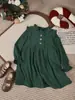 Vestido de Pana Gruesa de Manga Larga Estilo Nórdico para Otoño e Invierno para Niñas, Ropa Infantil, Vestido Largo con 26 Botones de Encaje para Bebés Niñas