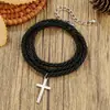 Pulsera Cruzada Trenzada de Acero Inoxidable Multicapa de Venta Caliente Transfronteriza para Hombres, Pulsera Negra de Moda y Personalizada, Joyería de Mano de Estilo Étnico