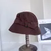 Sombrero de Pescador Versátil de Pana Estilo Hepburn para Mujer, Sombrero de Cubo Liso para Otoño que Adelgaza la Cara, Sombrero de Tela Cálida y Cortavientos para Exteriores