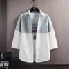 Camisas Masculinas de Manga Curta, Estilo Coreano de Verão, Tendência Color-Blocking, Tops Personalizados, Roupas Casuais Masculinas Versáteis, Camisas Finas de Manga Três Quartos