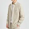 Camisa Rayada Nueva para Hombre Primavera y Otoño 2026, Cuello Campana, Estilo Coreano de Alta Gama, Chaqueta Camisa Casual para el Trabajo de Manga Larga