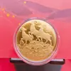 Moneda de la Suerte del Año de la Oveja 2027, Moneda Conmemorativa de Imitación de Lámina de Oro de la Oveja del Dinero, Moneda Delgada para Atraer Riqueza, Moneda de la Suerte con Bolsa de Tela Roja de Regalo
