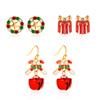 Pendientes navideños de tres piezas personalizados con aceite goteante, pendientes de campana de Papá Noel, pendientes personalizados para traje festivo