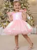 Vestido para Niña Amazon 2025 Nuevo Rosa Brillante Satén Voluminoso Vestido de Princesa Florista Anfitrión Performance Disfraz