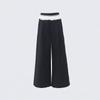 Pantalones de Pierna Ancha de Encaje con Costuras de Encaje Naranja Seda para Mujer Verano 2025 Nuevo Rectos Sueltos Negros Casuales