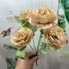 Flores Artificiais de Peônia Estilo Europeu com 5 Cabeças para Decoração de Casamento, Flores Artificiais para Salão de Casamento, Arranjos de Flores para Chão, Arranjos de Flores para Decoração de Casa