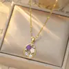 Colar Elegante Flor Tulipa Vazada Microcravejado para Mulheres, Romântico, Doce, Requintado, Versátil, De Alta Qualidade, Corrente Simples para Clavícula