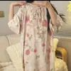 Nuevo Camisón de Algodón y Seda para Verano 2026 con Cinturón, Corte Holgado, Hecho de Algodón Artificial, Adecuado para Casa y Salidas