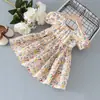 Vestido para Menina 2026 Novo Estilo de Verão Moda Vestido de Princesa para Menina Pequena Algodão Puro Verão Vestido Floral Infantil